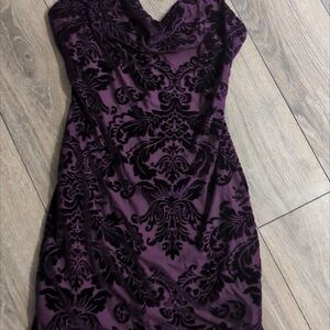 Purple Velvet Burnout Fit & Flare Dress